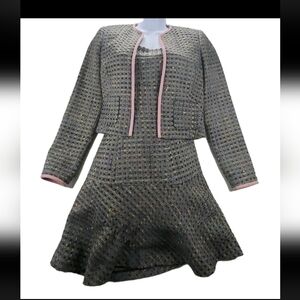 Vintage Women's Dress Suit 2-piece Bebe Strapless Dress Blazer Tweed Size 4 & 6